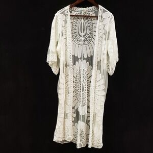 Rebellion Womens Y2K Fairy Festival Sheer Mesh Kimono Size M Boho Hippie Gypsy